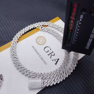Marca de moda mujer gran oferta Iced Out Miami Cuban Links Pass Diamond Tester plata esterlina 10mm collar de cadena de moissanita