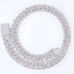 Marque de mode femme Yu Ying 14mm Baguettes Vvs Moissanite diamant collier en argent massif chaîne à maillons cubains pour bijoux Hiphop