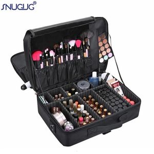 Marca Femenina Organizador de maquillaje profesional de alta calidad Bolso Mujer Bag Cosmetic Case de almacenamiento de gran capacidad Multilapas 240410