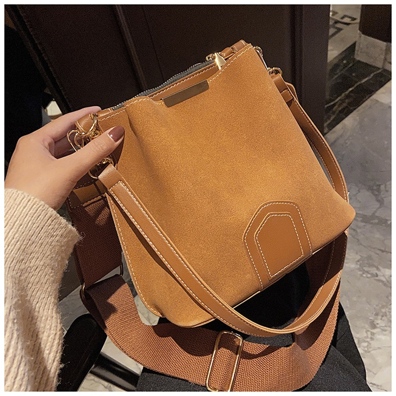 PB0003 New Fashion Women Bags Simple PU Leather Frosted Handbag Single Shoulder Bag with Versatile Bucket Bag 4Colors