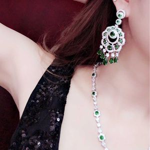 Merk fijne aangepaste sieraden vrouwen fan bruiloft groen kristallen feest water drop crystal groot ontwerp