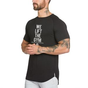 Merk Fitness Kleding Mens Gym Strakke T-shirt Heren Katoenen T-shirt Homme Bodybuilding Tshirt Mannen Zomer O-hals Tee Tops 210421