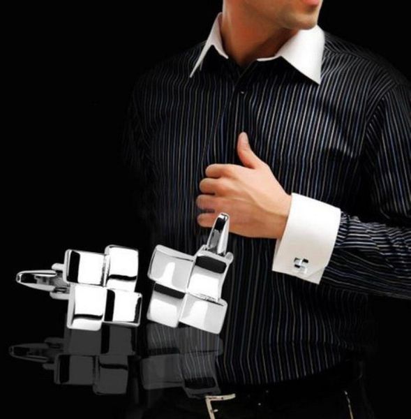 Marca camisa francesa hombres joyería geométrica única boda novio hombres gemelos negocios Men039s gemelos de plata Jewelry7249929