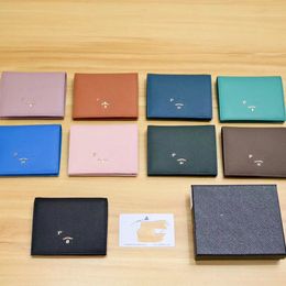 Portefeuilles pliants en cuir véritable de marque, porte-cartes pour femmes et hommes, portefeuille Simple et de grande capacité, rangement de documents