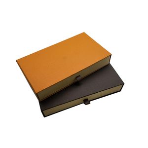 Boîtes d'emballage de tiroir de cadeau de marque pour carte de papier de portefeuille long café orange boîte d'emballage de détail pour accessoires de bijoux de mode 21 * 12 * 3.7 cm