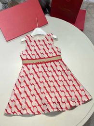 Marque fille robe designer bébé robes Taille 110-160 Impression complète de lettres rayures enfant jupe Jacquard tissu enfant en bas âge redingote Dec20