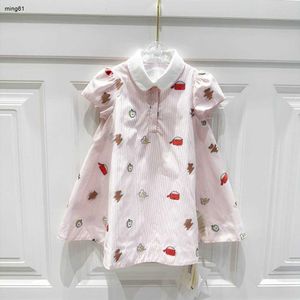 Robe de marque pour filles, jupe rose à manches courtes pour enfants, taille 90 à 160, robes de styliste pour bébés, imprimé de motifs de fruits, redingote pour enfants, Jan20