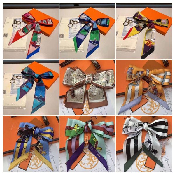 Banda para el cabello con letras H para niña Diseñador de lujo Bolsas de cinta con estampado de letras en color naranja y accesorios para la cabeza Banda para el cabello de estilo largo de seda con 9 colores y caja original Envío rápido