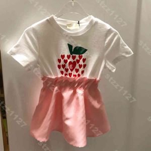 merk meisje nep tweedelige set katoenen overhemden luxe katoenen t-shirt ontwerper broer zus outfit eenvoudige kinderkleding kind tees logo gu..i babykleertjes a1