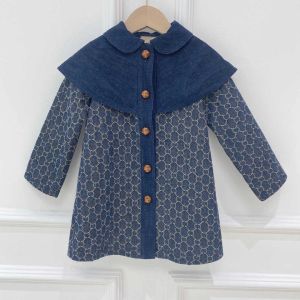 Chaqueta para niñas de marca, chaquetas vaqueras largas de diseñador para niños, capa de vaquero para bebé, rompevientos, abrigo para niñas, ropa exterior de diseñador para niños, ropa de lujo, talla 90-160 CXG2401313-6