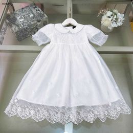 Brand Girls Partydress LOGTO LOGO BORDERO Baby Falda Tamaño de 90-150 cm Ropa de diseño para niños Pure White Lace Diseño Princess Vestido 24 abril