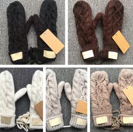 Merkhandschoenen unisex winter wol wanten modeontwerper warme handschoen draai geknakte mitten 5 kleur