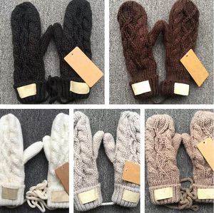 Merkhandschoenen unisex winter wol wanten modeontwerper warme handschoen draai geknakte mitten 5 kleur