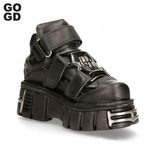 Brand GOGD 871 Plateforme de mode féminine Boots de cheville Dark Punk Style High Heels Metal Decoration Design Y2K Gothic Shoes Ins 231219 979