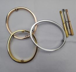 Brand Gold Bangle Titanium Steel for Men Women Luxury Charm Bracelet Rhingestone Whole Couple Jewelry Silver avec outils Taille 166098340