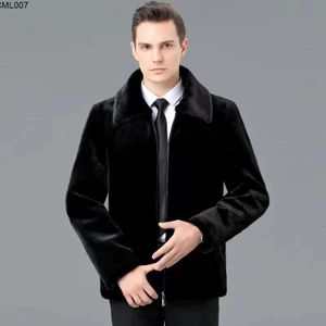 Manteau polaire de marque en vison doré pour hommes, peau moyenne et âgée, épais, chaud, à la mode, pour papa, hiver