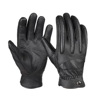 Marque Guantes mode gant en cuir véritable doigt complet noir moto hommes motos gants moto engrenages de protection Motocross Glovee