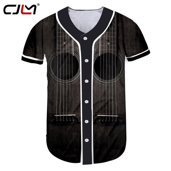 Marque Guitare Art Instrument de Musique Été 3D Impression Complète De Mode Chemise De Baseball Style D'impression Fitness Bouton Occasionnel Tee 220623