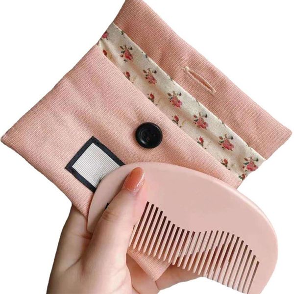Pinceaux à cheveux de marque Peigne en bois rose avec un outil de style de poche Produit de beauté pour cheveux de fille