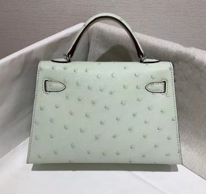 Brand sac à main Femmes Luxury Purse 19.5 cm Autruche mini sac entièrement fait à la main
