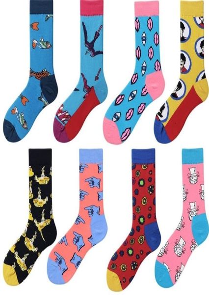 Marque Happy Socks High Quality Men Men Pure Cotton Men039s chaussettes amoureuses HARAJUKU HIP HOP ANIME ANNILS PROME SPRING 2PCS8155141