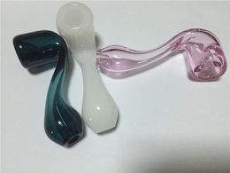 Laboratoires colorés capiteux Pipe à main en verre Sherlock en verre pour fumer du tabac SPOON pipe de haute qualité prix pas cher