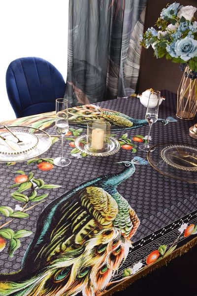 Marque Haute Qualité Fleur Nappe Ronde Salon Salle À Manger Maison Tissu Frais Rétro De Luxe Glands Table À Manger Nappe Américaine