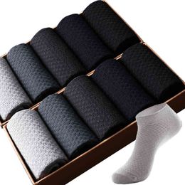 Calcetines tobilleros de fibra de bambú de alta calidad para hombre, calcetín de negocios negro de verano para hombre, regalos transpirables para hombre, oferta Sokken