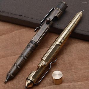 Merk Hoge kwaliteit Solid Brass Gel Ink Pen Retro Bamboo Node Bolt Action Writing Tool School Office Stationery Supplies