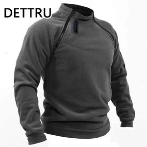 Marque de haute qualité hiver hommes militaire sweat polaire pull à fermeture éclair couleur unie en vrac agneau épais vêtements Streetwear 240115