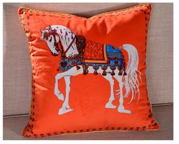 Marque cheval série housses de coussin chevaux fleurs imprimer taie d'oreiller couverture pour maison chaise canapé décoration taies d'oreiller carrées 2023