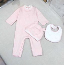 Combinaisons pour bébés de marque jolis garçons roses body trois pièces taille 66-90 lettre jacquard nouveau-né bébé tricoté costume rampant Jan20