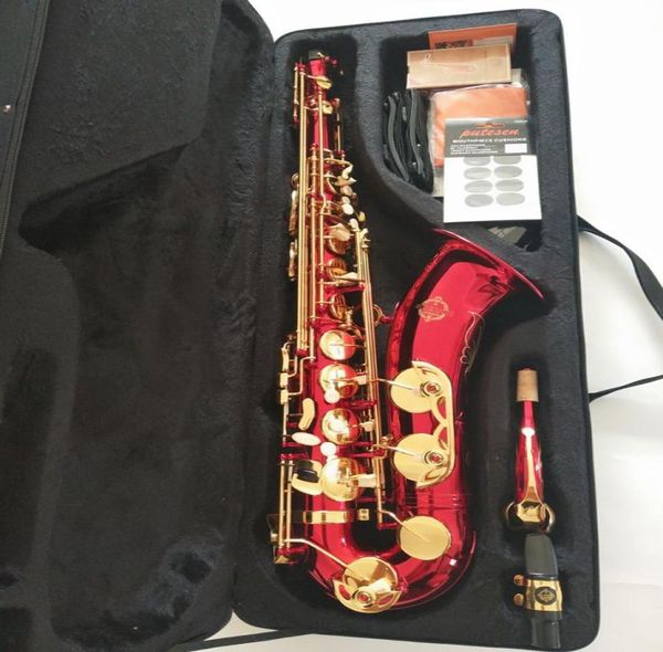 Marque Japon Véritable Instrument de Musique Suzuki Bb Tenor Haute Qualité Saxophone Corps En Laiton Doré Rouge Or Clé Sax Avec Embout4908901