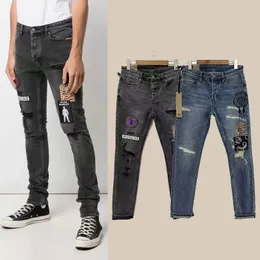 Jeans de marque Jeans ksubi Jeans de créateur jeans de haute qualité pour hommes pantalons pour hommes Rip Denim Biker gris peinture détresse Stretch moto os Halloween jeans violets