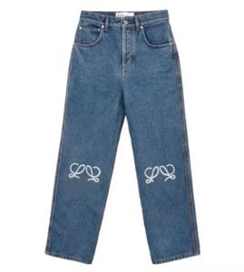 Merk Jeans Womens High Street Broekspijpen Open Vork Strakke Capri Voeg Fleece Warm Afslanken Rechte Dameskleding Borduren Afdrukken Mode