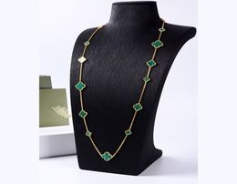 Bijoux de marque en pierre naturelle, collier à quatre feuilles et 16 fleurs de trèfle pour femmes, cadeau 9593000