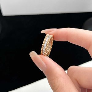 Merk sieraden originele hoge versie v goud dik vergulde 18k Mijin vier blad klaver rij diamanten ring met bezaaid sterren bekwaam en gepersonaliseerd