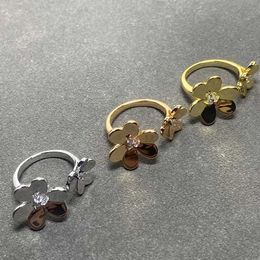 Merk sieraden originele van klaver gladde ring dames rosé gouden sieraden vervagen niet