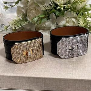 merk sieraden volledige strass echte lederen armband voor dames van hoge kwaliteit