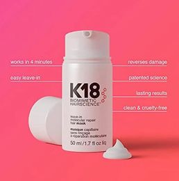 Marque K18 sans rinçage K18 réparation moléculaire K18 masque capillaire réparateur pour les dommages causés par l'eau de Javel réparation sans rinçage 50ML