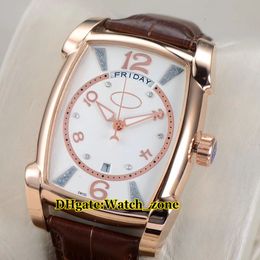 Kalpa Big Grande Tonda esfera blanca movimiento automático reloj para hombre oro rosa barato nueva correa de cuero relojes para caballero de alta calidad