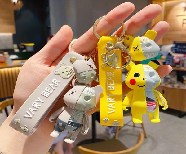 Brand Key Rings Cartoon Half Skull Body Bear Keychain Fashion Animal Cavyring Car Chains Key Sac Sac Pendre Charme Keyfobs pour M1767546