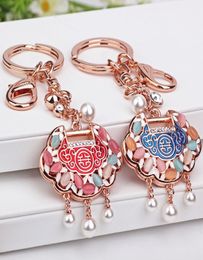 Porte-clés de marque plaqué or rose 18 carats, serrure porte-bonheur symbolise la santé, porte-clés fille amie, porte-cadeau de luxe, cadeaux d'amant7839887