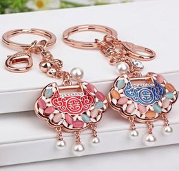Porte-clés de marque plaqué or rose 18 carats, serrure porte-bonheur symbolise la santé, porte-clés fille amie, porte-cadeau de luxe, cadeaux d'amant 8281717