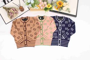 Merk Kids Cardigan Grid Letter Jacquard Baby Sweater Maat 100-150 Designer Designer Gered Girl Boy Jacket dec05