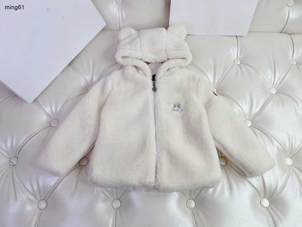 Veste de marque pour enfants, manteau en laine d'agneau blanc pur, taille 100 à 160, vêtements de styliste pour bébés, vêtements d'extérieur à capuche pour enfants, Dec20