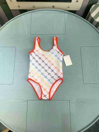 Brand Kids One-Pieces Swimsuit Rainbow Logo Printing Meisjes Swimwear Maat 80-150 cm Zomer Kind Beach Bikinis Designer Kinderen Swimwears 24 May