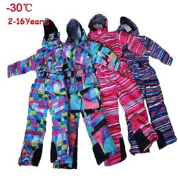 Marque Enfants Snowsuit -30 Hiver Bébé Fille Garçon Combinaison De Ski 10 12 Imperméable Snowboard Ski Veste Sportswear Enfants Survêtement LJ201017