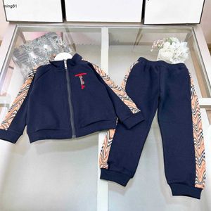 Merk kinderen trainingspakken babykleertjes splitsen ontwerp rits jongen jasje maat 110-160 logo afdrukken jas en broek jan20