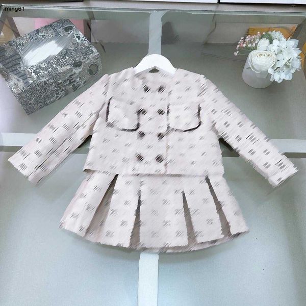 Survêtements de marque pour enfants Étiquettes complètes Costumes habillés pour filles Taille 100-150 Veste de bébé à double boutonnage et jupe plissée Jan20